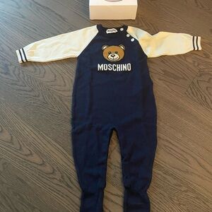 Moschino kids teddy bear colour blocked babygrow 6-12m